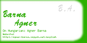 barna agner business card